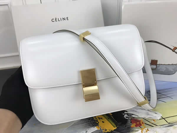 Fake Celine Box Classic Single Shoulder Flip Bag White Messenger Bag